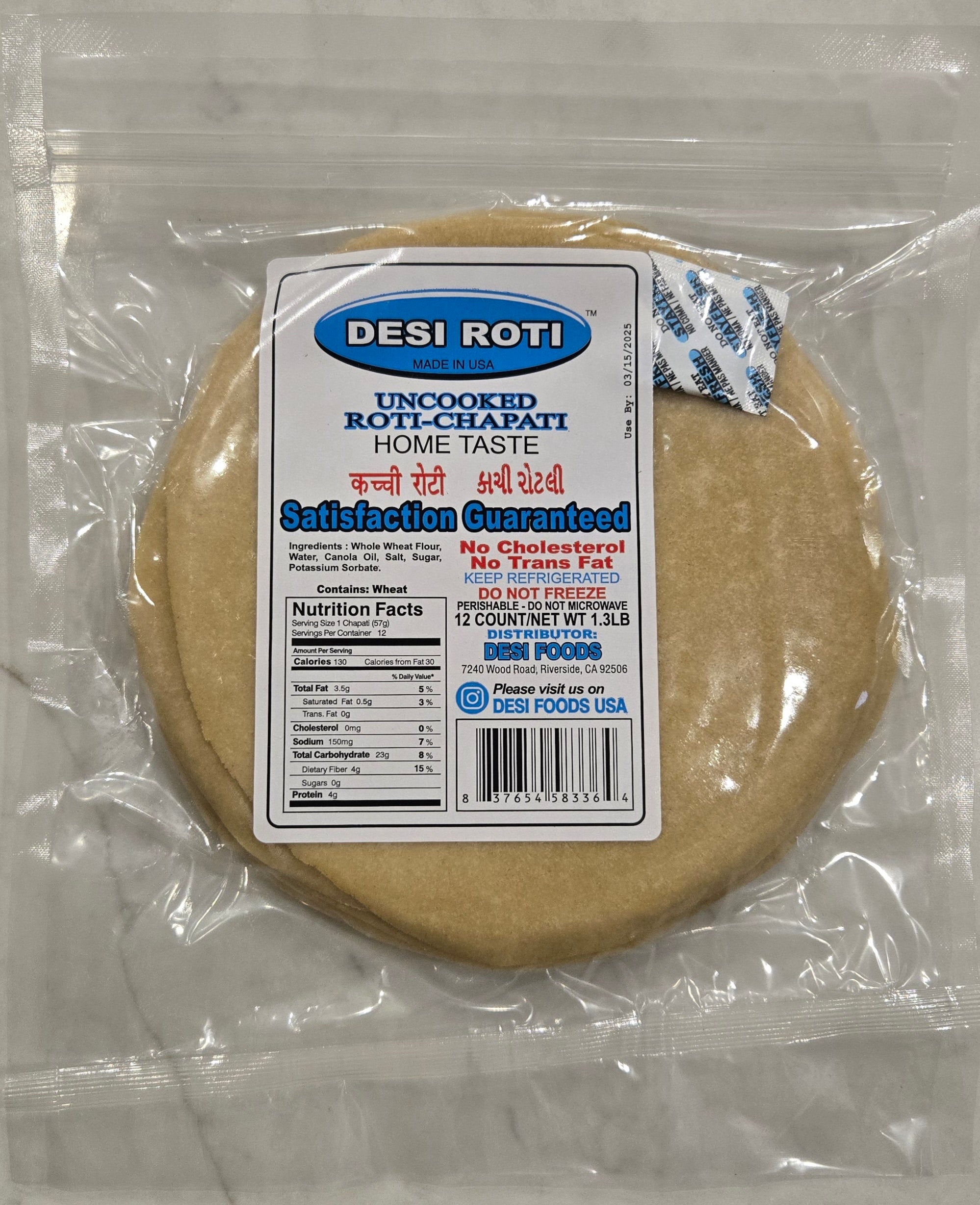 1 CASE DESI ROTI – DESI FOODS USA